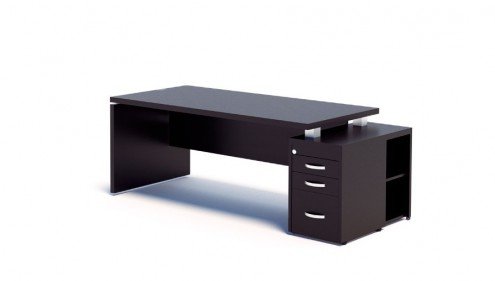 Mesa executiva com tampo em tamburatto 40 mm e gaveteiro embutido